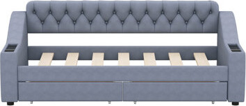 Red Barrel Studio Lacynthia Twin Size Upholstered Daybed with Storage Armrests and USB Port