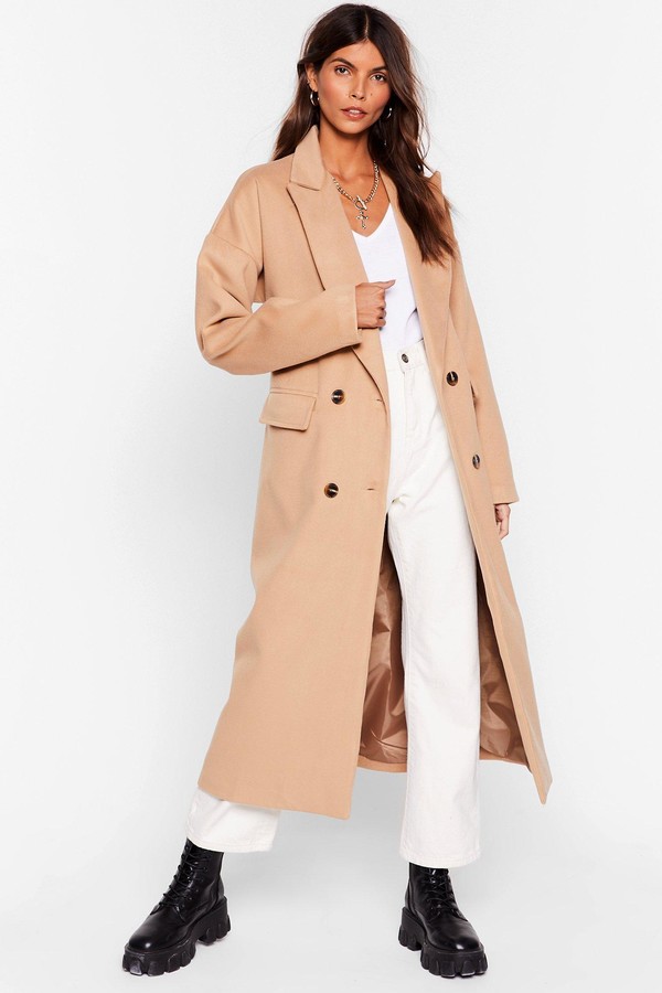 beige longline coat