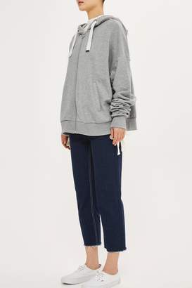 Topshop Ruched Sleeve Hoodie by Boutique