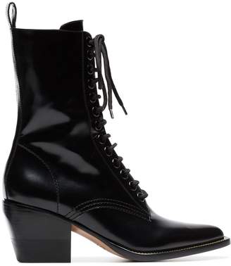 Chloé black 60 lace-up leather boots