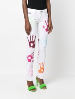 Thumbnail for your product : Philipp Plein Hand-Print Skinny-Fit Jeans