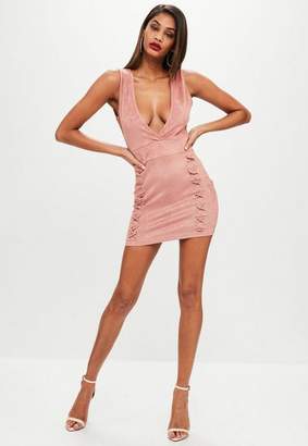 Missguided Pink Suedette Bodycon Dress, Pink