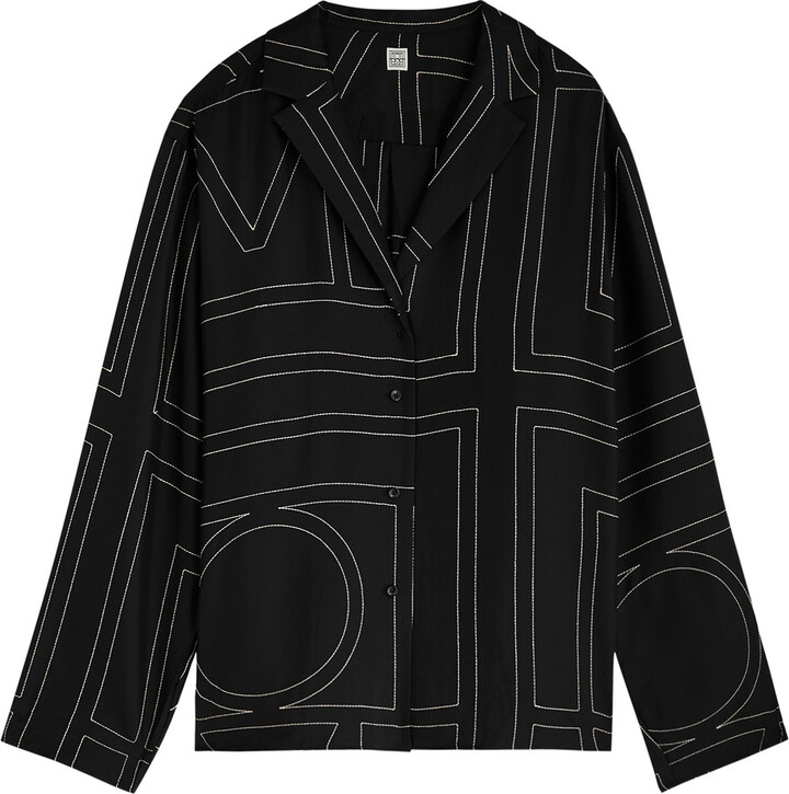 Totême Logo-embroidered Silk-satin Shirt