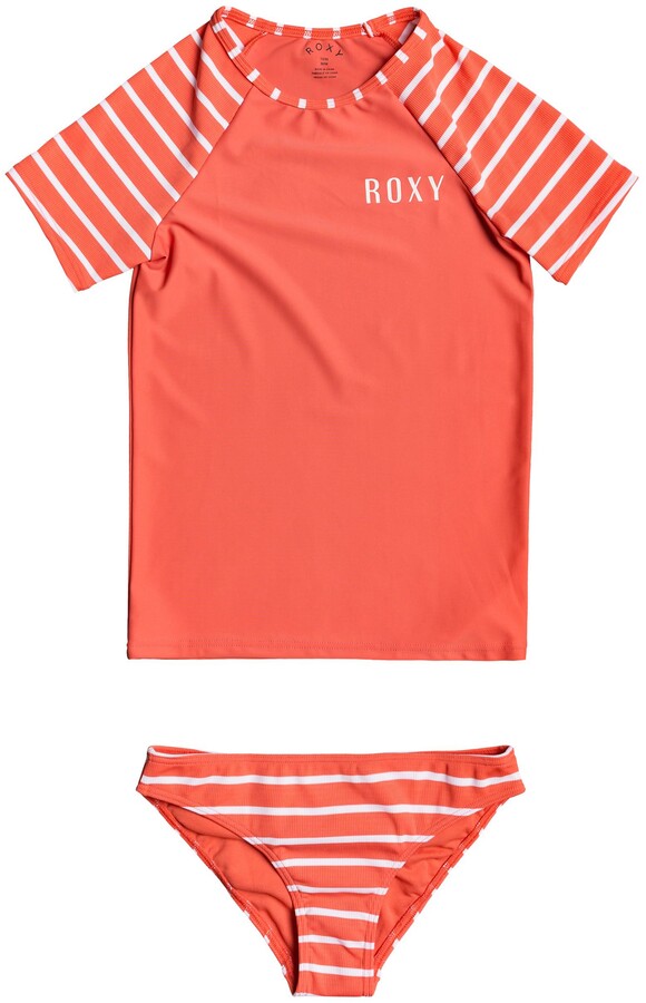 Roxy Girls' Fun with Love Rashguard Swimsuit Set 