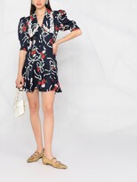 Thumbnail for your product : Alessandra Rich Floral-Print Mini Silk Dress