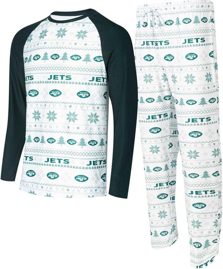 Men's Concepts Sport White, Green New York Jets TinselÂ Raglan Long