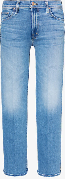 Mother Womens Out Of The Blue Mr Rambler Zipped-Ankle Straight-Leg Mid-Rise Stretch-Denim Jeans 30