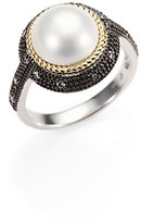 Thumbnail for your product : Jude Frances Grey Diamond, White Mabe Pearl, Sterling Silver and 18K Yellow Gold Ring