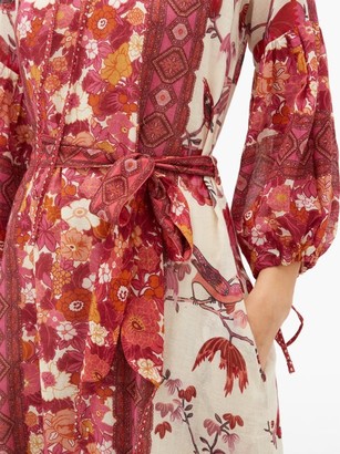 D'Ascoli Vista Belted Floral-print Cotton Dress - Red Print