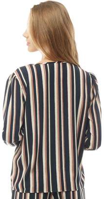 Jacqueline De Yong Womens Anneline 3/4 Length Sleeve Striped Blouse Burlwood/Mona