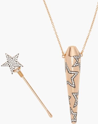 Diane Kordas Star Diamond & 18kt Rose-gold Amulet Necklace