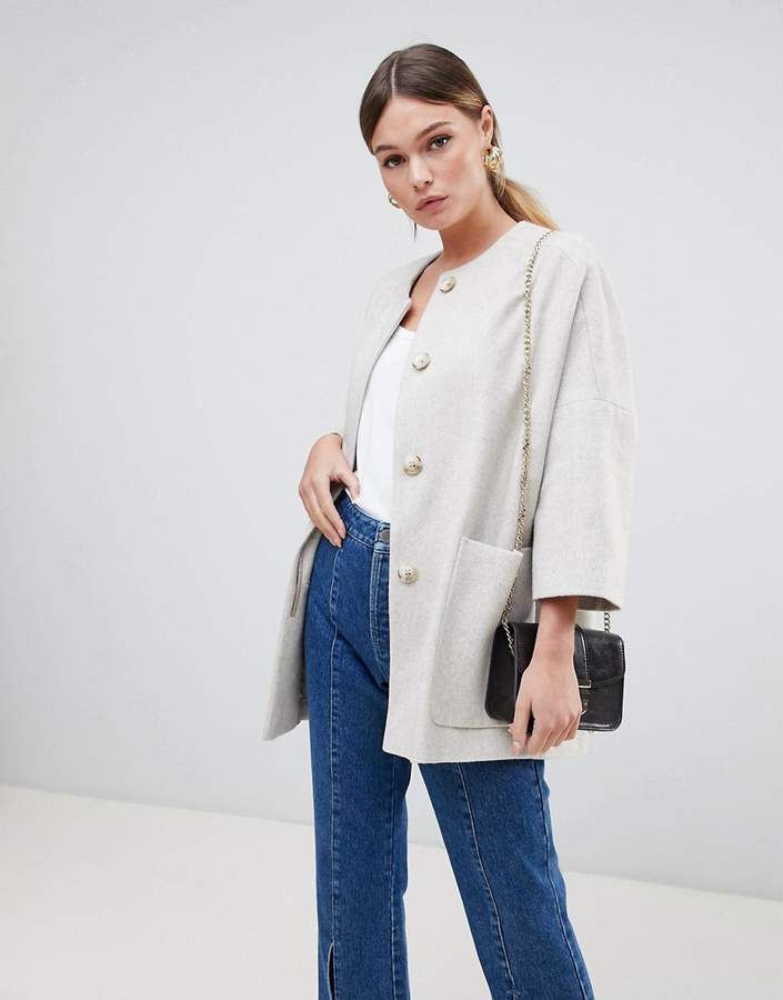 Helene Berman Wool Blend Kimono Coat With Cropped Sleeves - ShopStyle