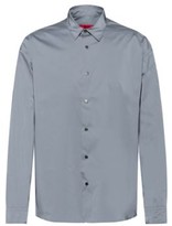 Thumbnail for your product : HUGO BOSS Oversized-fit shirt in reflective silver canvas