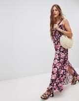 Thumbnail for your product : Band of Gypsies Tie Front Maxi Dress in Floral Print