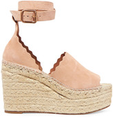 Thumbnail for your product : Chloé Lauren Scalloped Suede Espadrille Wedge Sandals