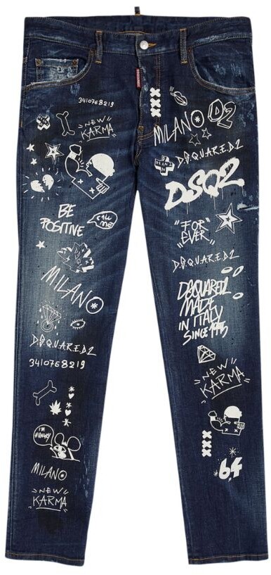 DSQUARED2 Graffiti Print Skinny Jeans - ShopStyle