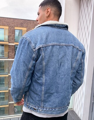 Levi's type 3 sherpa lined denim jacket in fable mid wash - ShopStyle