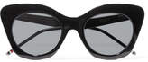 Thumbnail for your product : Thom Browne Cat-eye Acetate Mirrored Sunglasses - Black