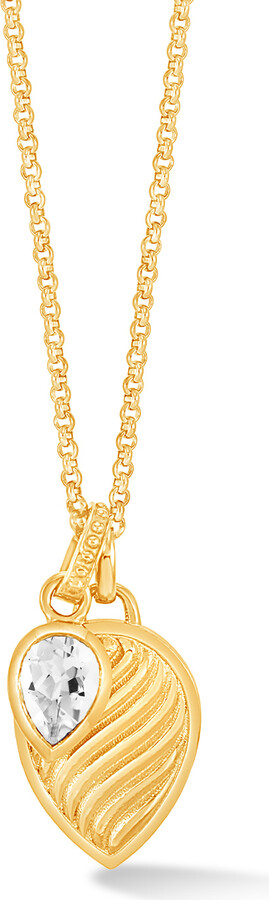 Dower & Hall Gold / White White Topaz Twist Peardrop Necklace In Gold Vermeil