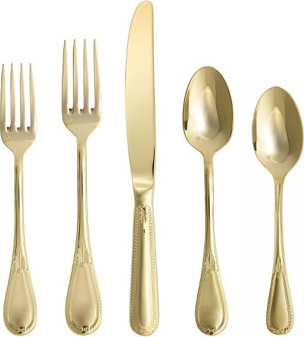Fortessa Tableware Solutions FortessaTablewareSolutions5pcSavoyFlatwareSetGold:18/10StainlessSteelDishwasher-SafeTraditionalStyle