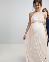 Thumbnail for your product : TFNC Maternity bridesmaid exclusive wedding pleated maxi dress in pearl pink