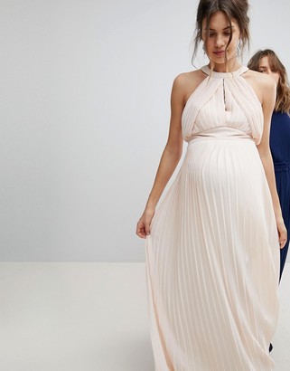 TFNC Maternity bridesmaid exclusive wedding pleated maxi dress in pearl pink