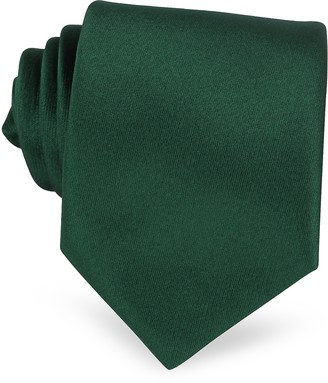 Forzieri Forest Green Solid Silk Tie