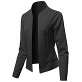Thumbnail for your product : Hulky Coats & Jackets HULKY Womens Casual Blazer Ruched 3/4 Sleeve Open Front Relax Fit Office Lightweight Cardigan Jacket Blazers(Black XL)