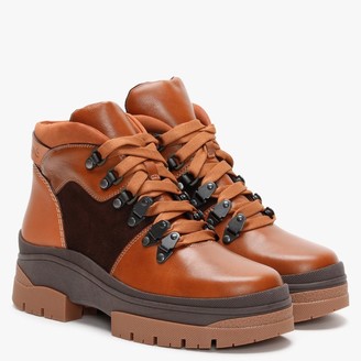 See by Chloe Aure Tan & Brown Leather Walking Boots