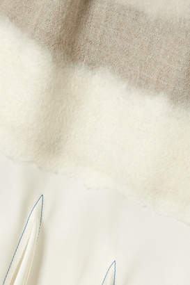 Loewe Striped Linen-jersey, Wool-felt And Satin Midi Dress - Beige