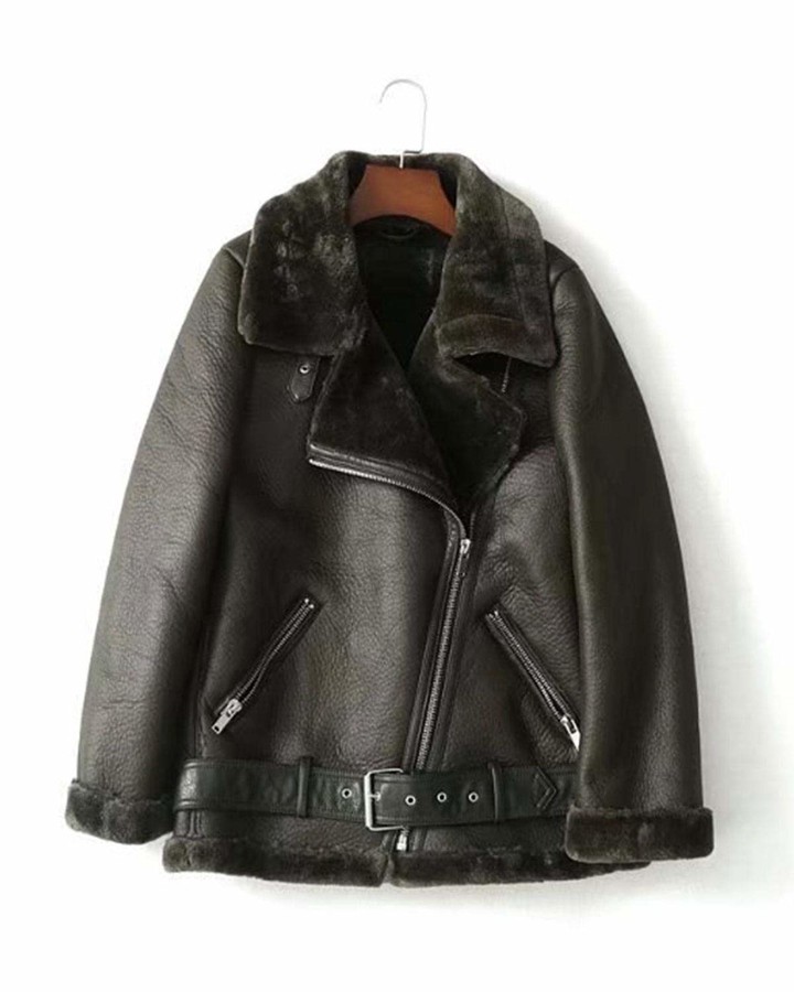 fleece lined leather jacket womens