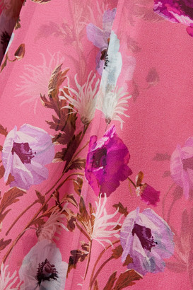 Erdem Alcie Cape-effect Floral-print Silk Crepe De Chine Midi Dress - Pink
