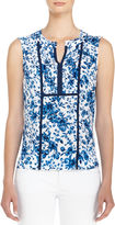 Thumbnail for your product : Jones New York Sleeveless Floral Georgette Top with Ruffled Collar