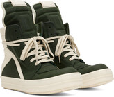 Thumbnail for your product : Rick Owens Green & Off-White Geobasket Sneakers