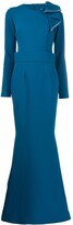 Thumbnail for your product : Safiyaa Ruffle-Shoulder Fishtail-Hem Gown