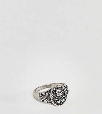 Reclaimed Vintage Inspired Skull Signet Ring In Silver Exclusive To Asos
