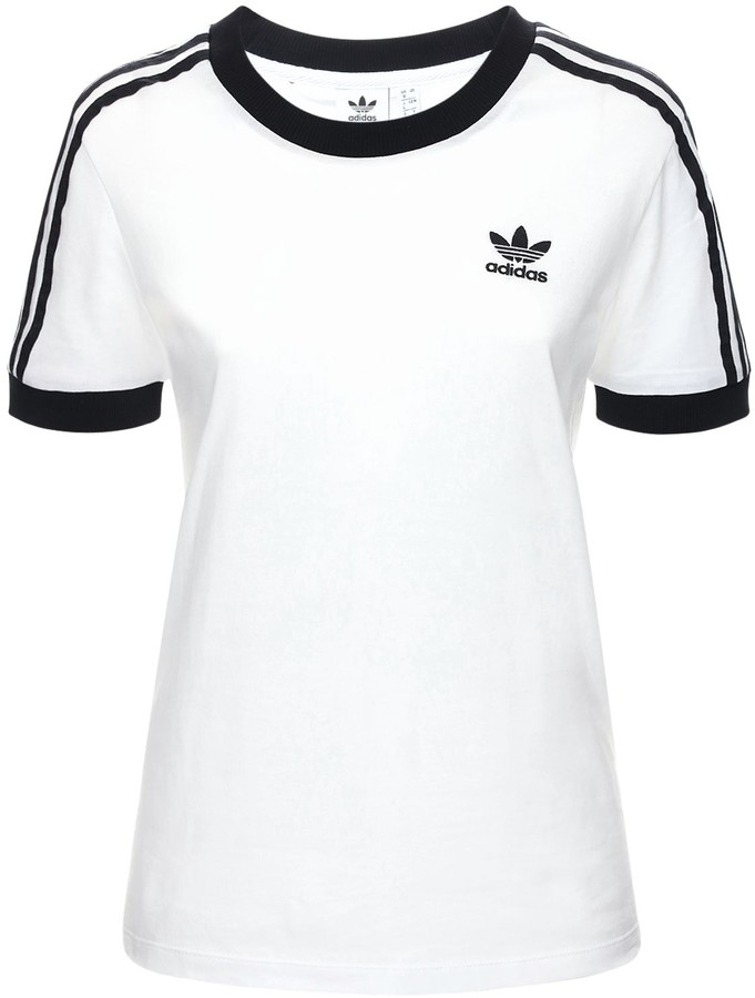 adidas 3 Stripes Cotton T-shirt - ShopStyle Activewear Tops