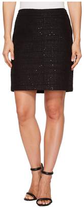 Anne Klein Side Zipper Tweed Midi Skirt