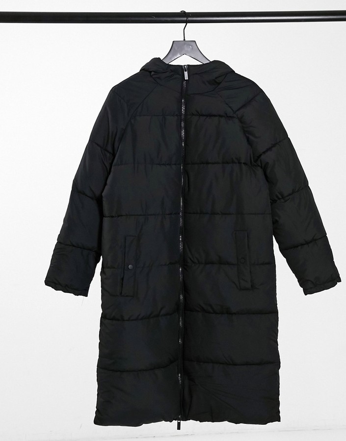 New Look maxi quilted duvet puffer coat in black - ShopStyle