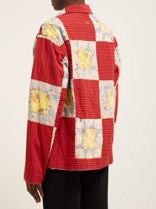 Bode - Patchwork Single-breasted Cotton Jacket - Womens - Red Multi