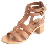 Thumbnail for your product : Charlotte Russe Low Heel T-Strap Gladiator Sandals