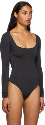 SKIMS Black Essential Long Sleeve Scoop Neck Bodysuit - ShopStyle