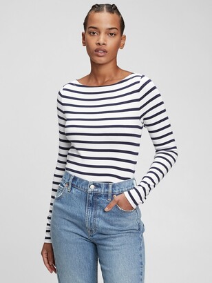 Gap Modern Long Sleeve Stripe Boatneck T-Shirt - ShopStyle Tops