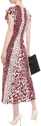 Victoria Beckham Leopard-print Stretch-cady Midi Dress