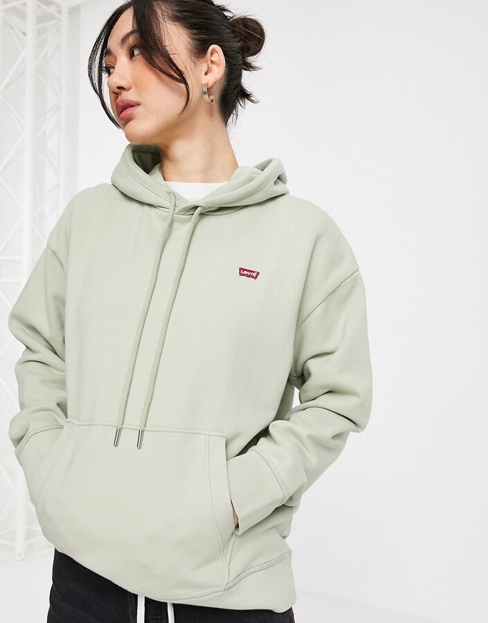 Levi's tab logo hoodie in green - ShopStyle