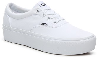all white laced vans