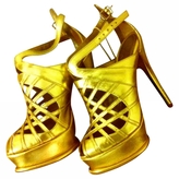 Thumbnail for your product : H&M Anna Dello Russo Pour Gold Heel Shoes Lux Sizd 38 Leather