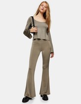 Thumbnail for your product : Topshop slinky flared pants in khaki