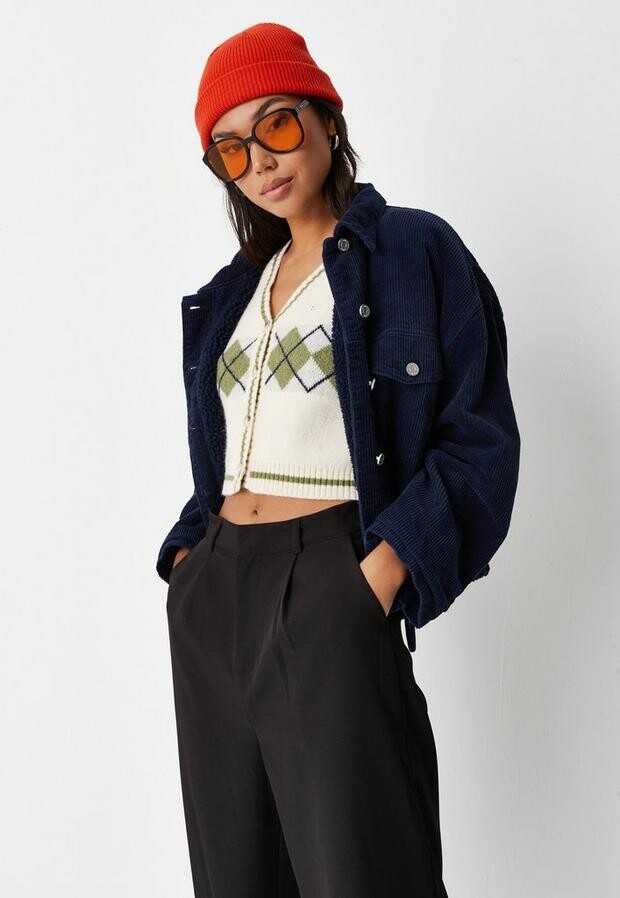 navy borg lined coach jacket