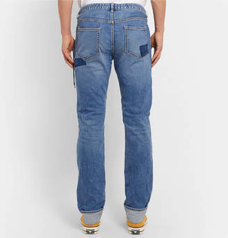 Remi Relief Slim-Fit Patchwork Denim Drawstring Jeans